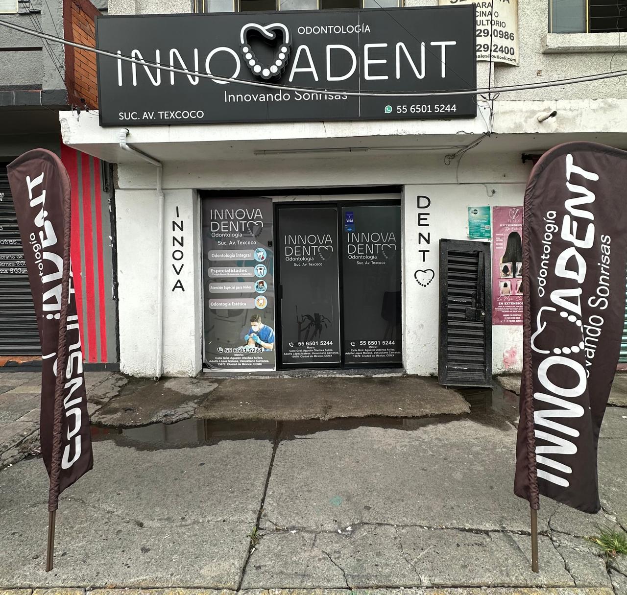 Fachada real de Innovadent Av. Texcoco